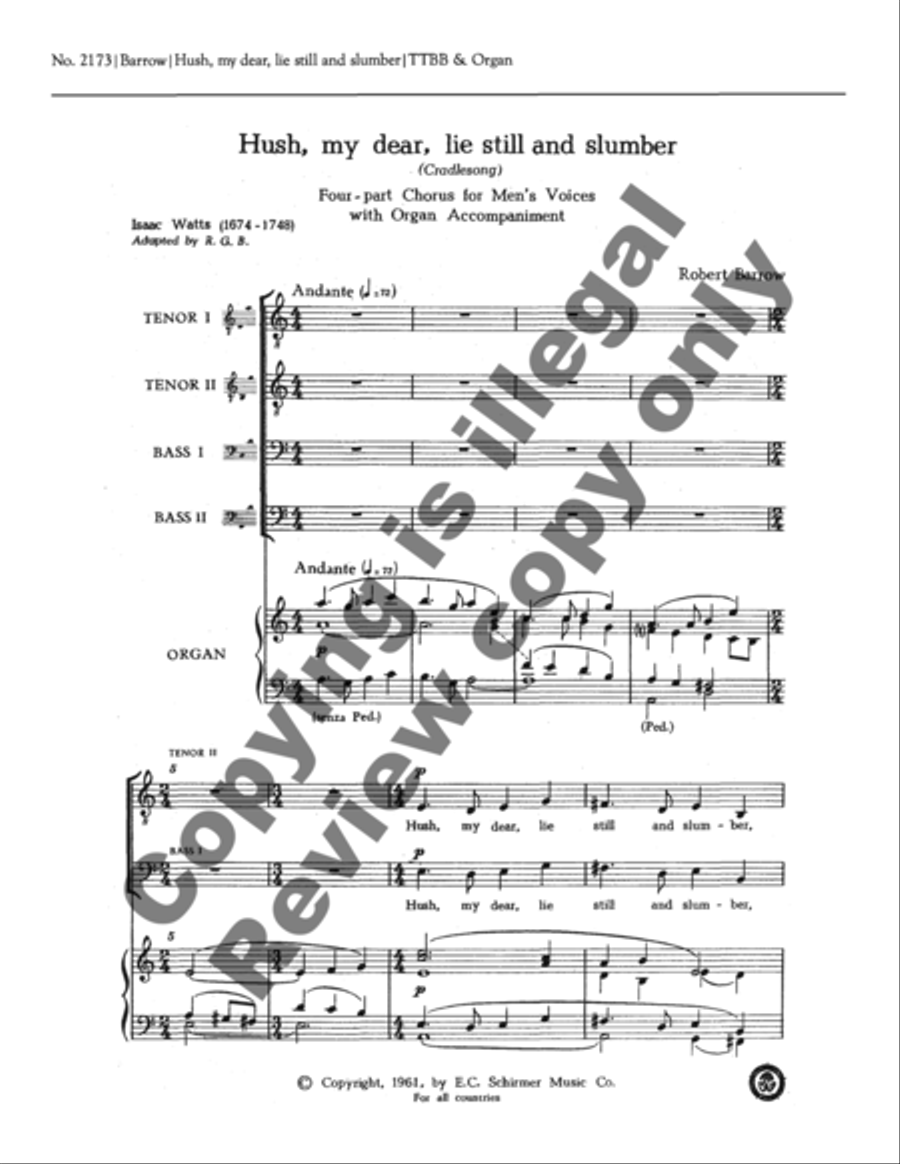 Cradle Song (Hush, My Dear, Lie Still) TTBB scores gallery preview page 6
