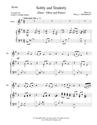 SOFTLY AND TENDERLY (Duet – Oboe and Piano/Score and Parts)