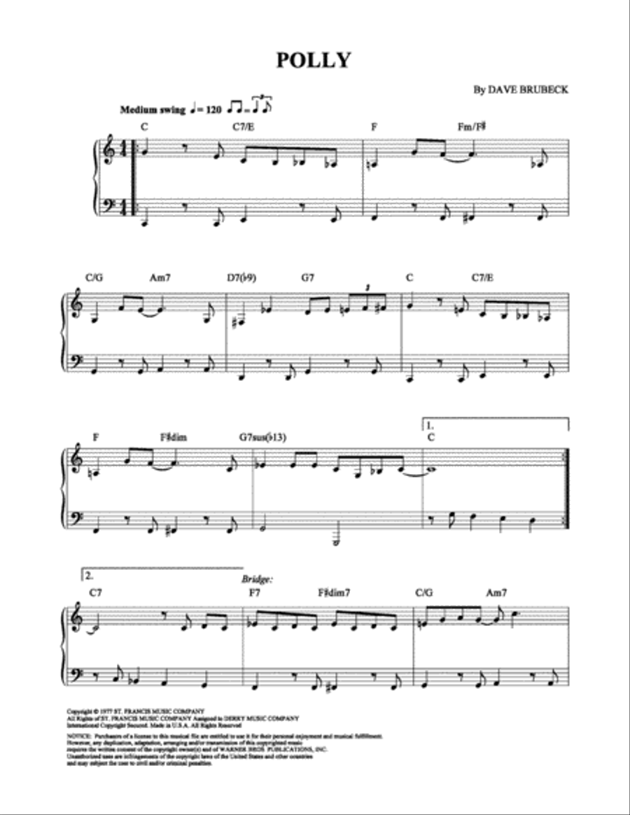 Polly Piano Solo scores gallery preview page 1