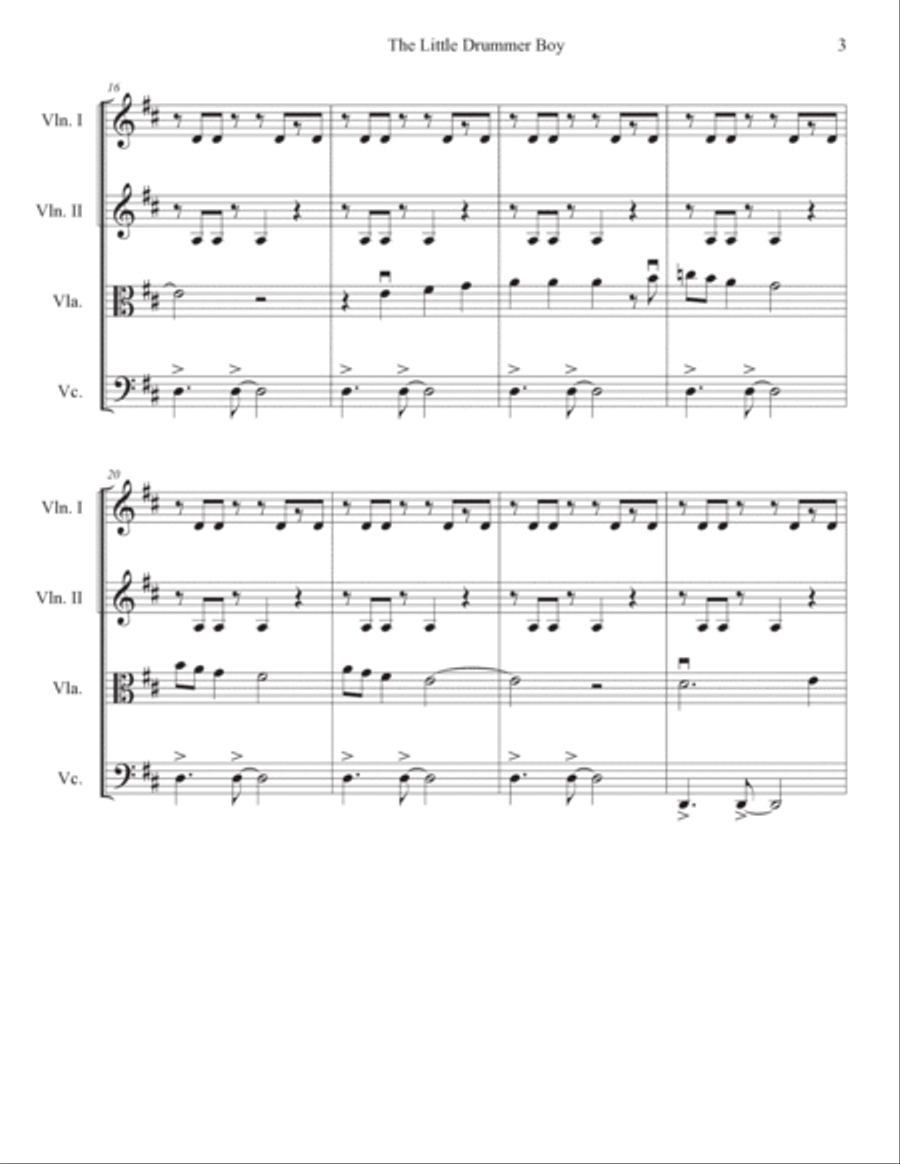The Little Drummer Boy String Quartet scores gallery preview page 3