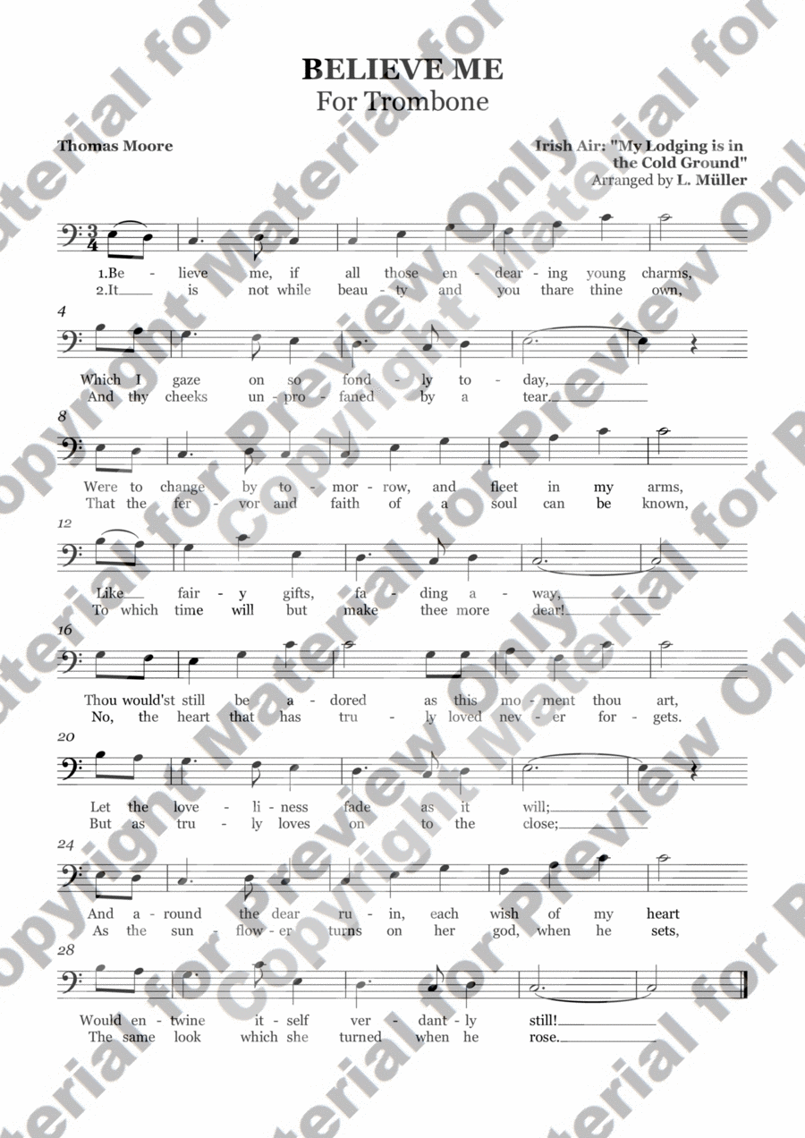 Believe me, If All Those Endearing Young Charms - Trombone Chamber Music scores gallery preview page 1