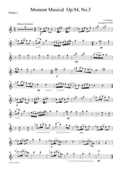 Schubert Moment Musical Op.94, No.3, for string quartet, CS002