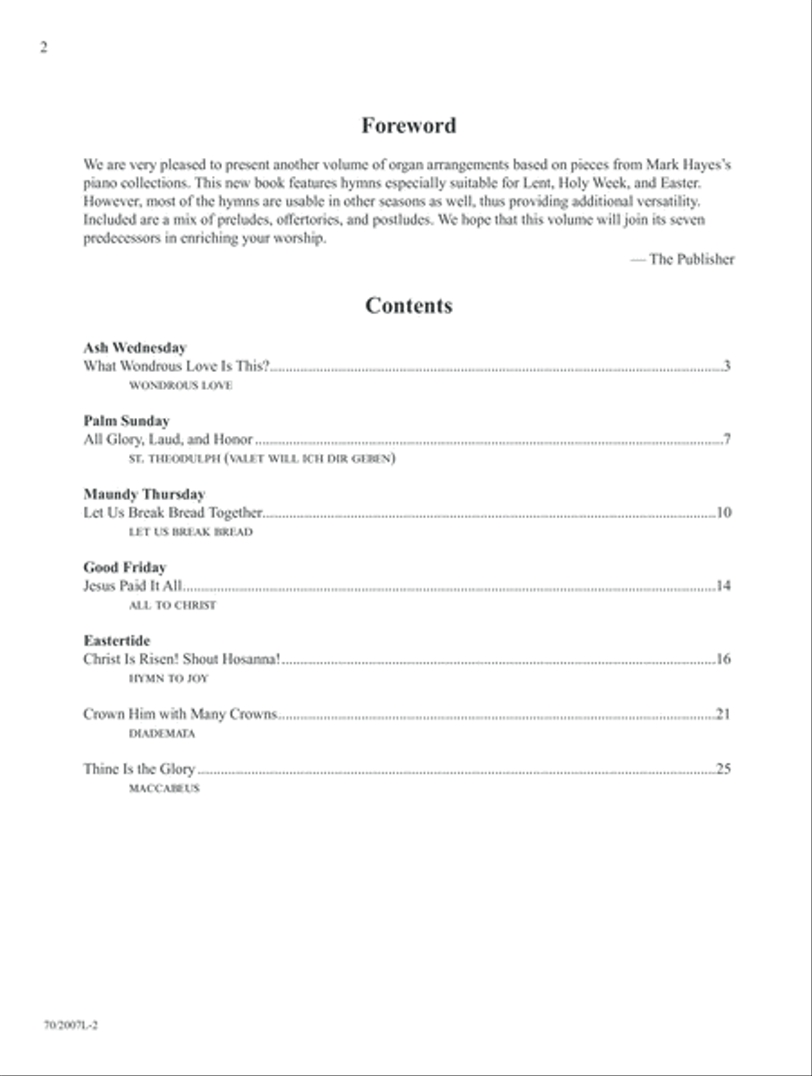 Mark Hayes: Organ Hymns for Lent and Easter (Digital Delivery) Organ scores gallery preview page 2
