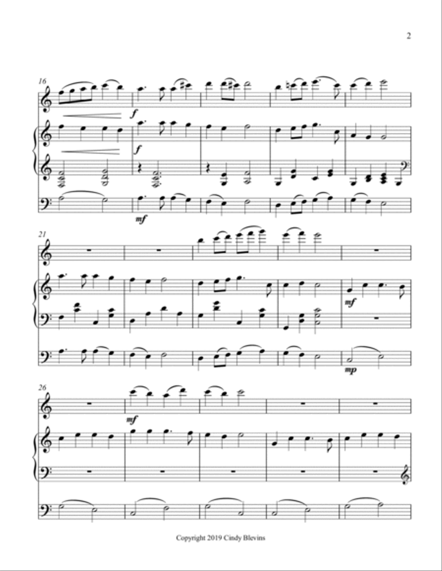 Hark! the Herald Angels Sing, for Harp, Flute and Cello Flute scores gallery preview page 3