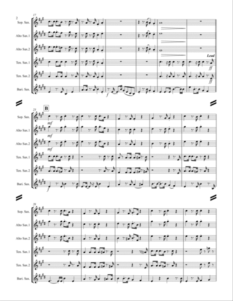 The Mexican Shuffle Saxophone Quintet scores gallery preview page 3