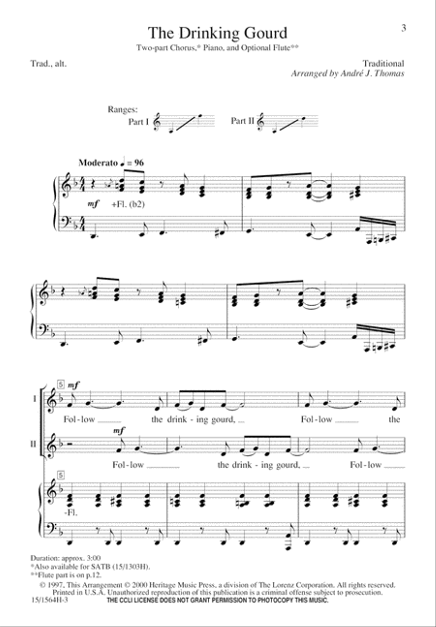 The Drinking Gourd 2-Part scores gallery preview page 3