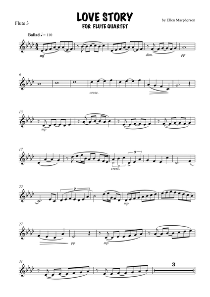 LOVE STORY for Flute Quartet - Flute 3 image number null