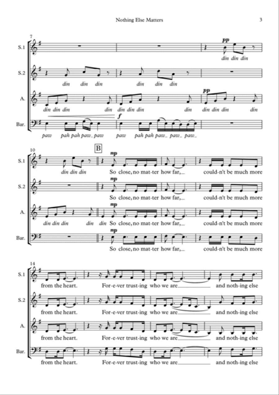 Nothing Else Matters 3-Part scores gallery preview page 3