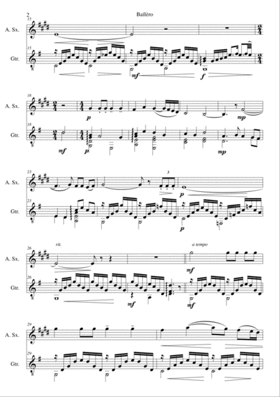3 songs of the Auvergne for alto saxophone & guitar Alto Saxophone scores gallery preview page 2