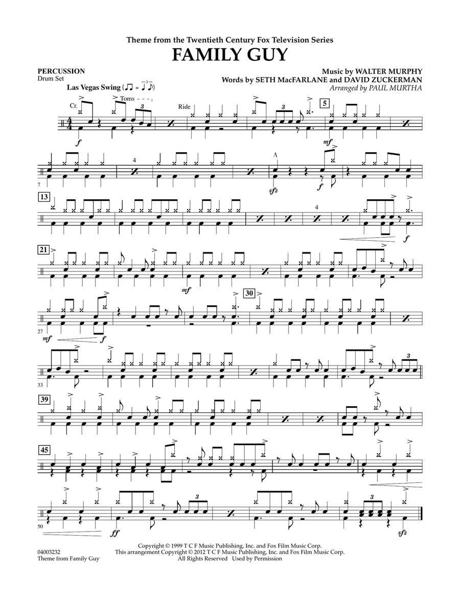 Family Guy (Theme) - Percussion Concert Band scores gallery preview page 1