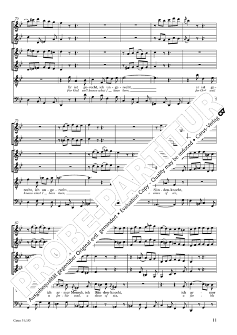 A feeble soul, a slave of sin (Ich armer Mensch, ich Sundenknecht) 4-Part scores gallery preview page 11