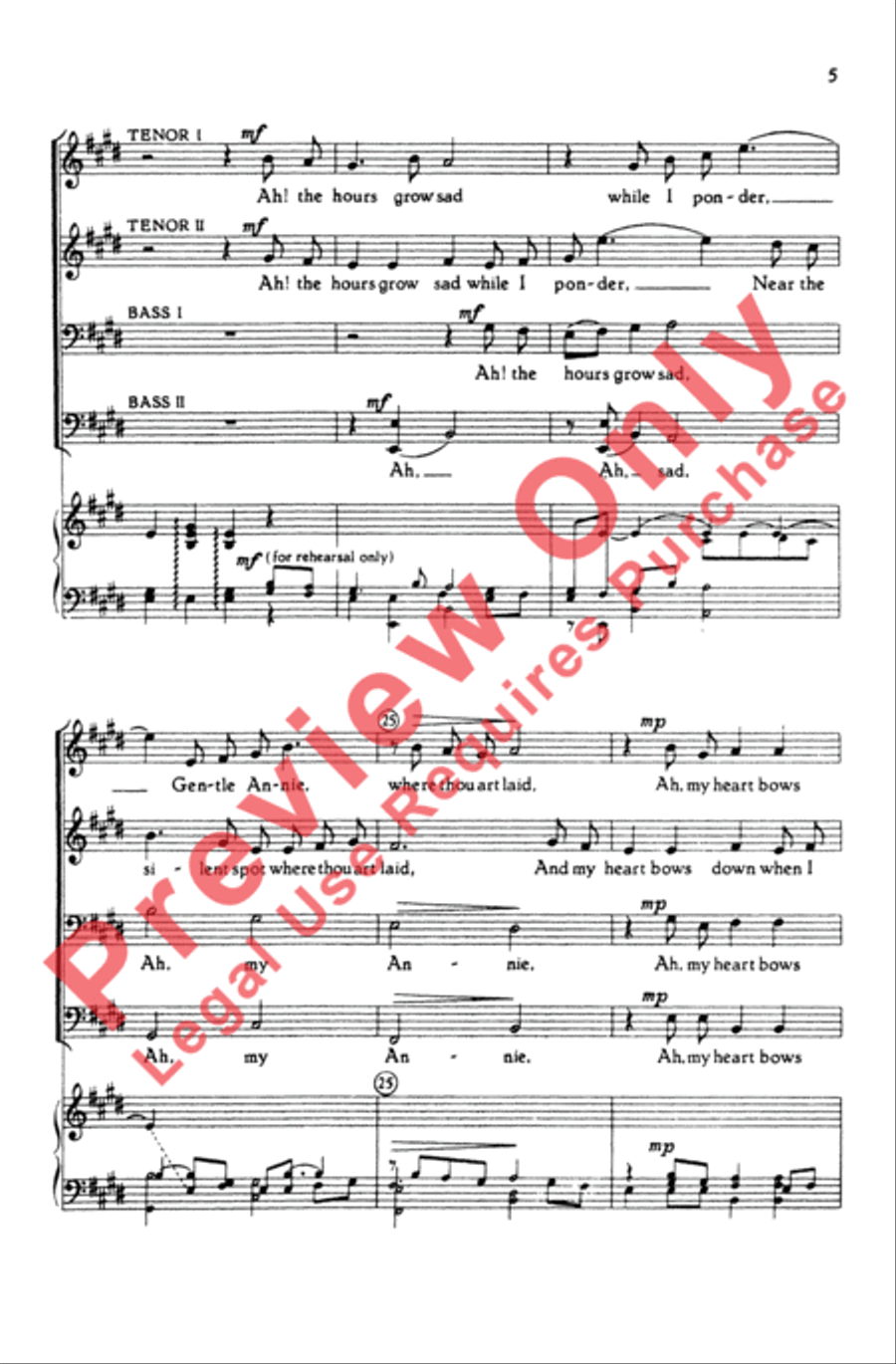 Gentle Annie Gentle Annie Men's Choir scores gallery preview page 4