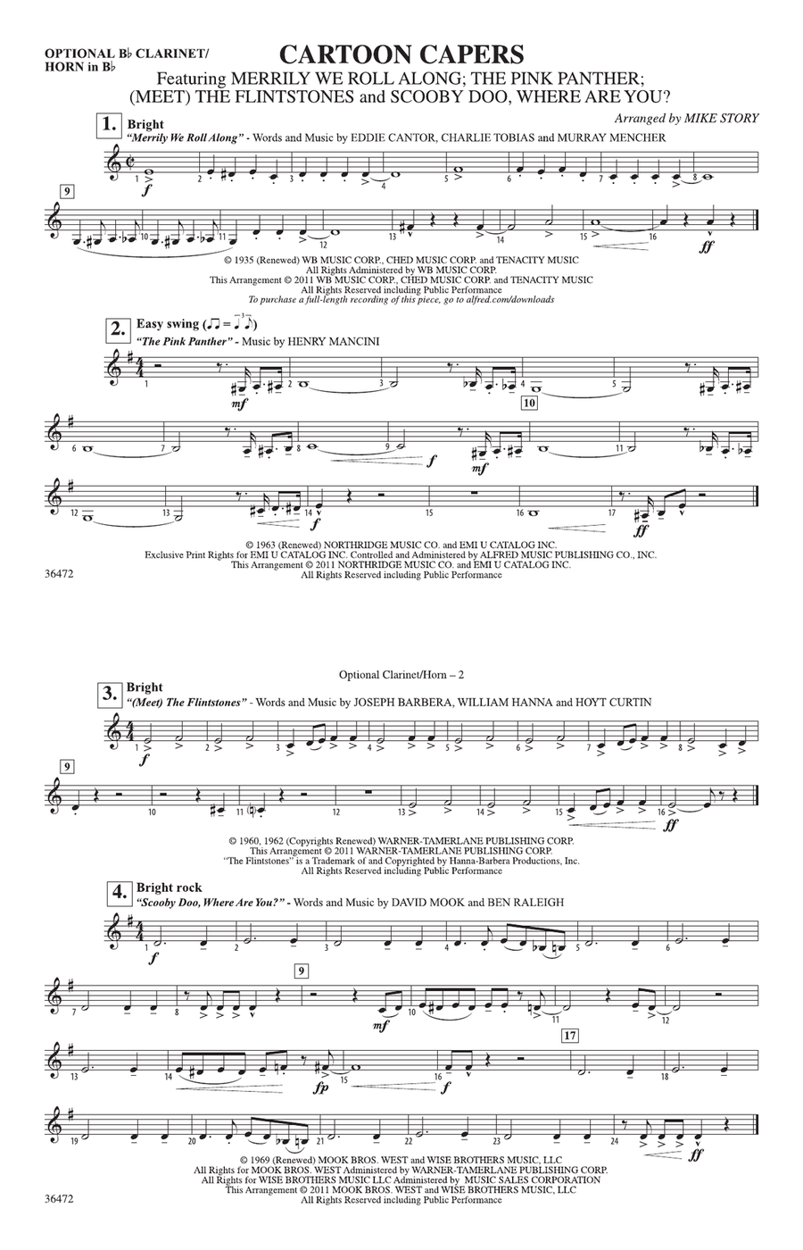 Cartoon Capers: Optional Bb Clarinet/Horn in Bb