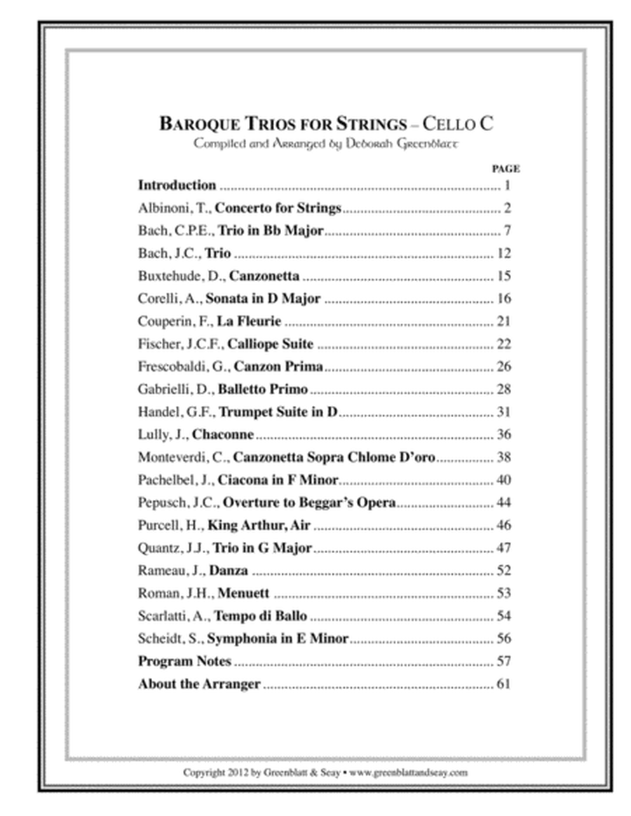 Baroque Trios for Strings - Cello C