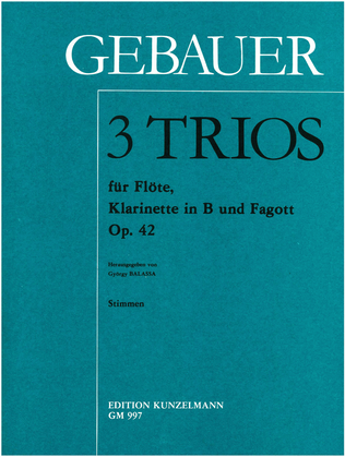 Book cover for 3 Trios for flute, clarinet and bassoon