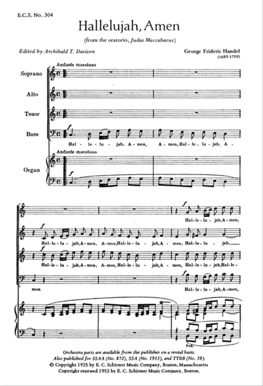Judas Maccabaeus: Hallelujah, Amen 4-Part scores gallery preview page 2
