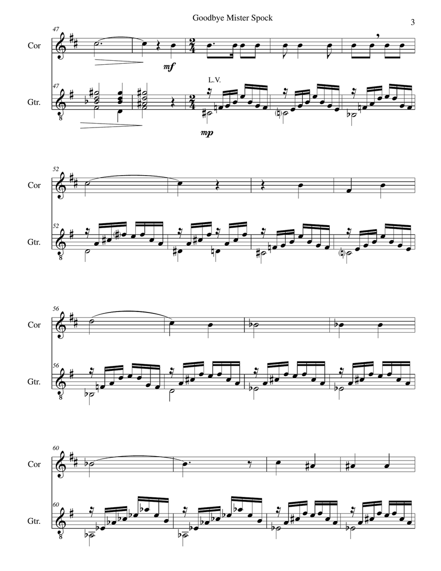 Goodbye Mister Spock for cor anglais and guitar English Horn scores gallery preview page 3
