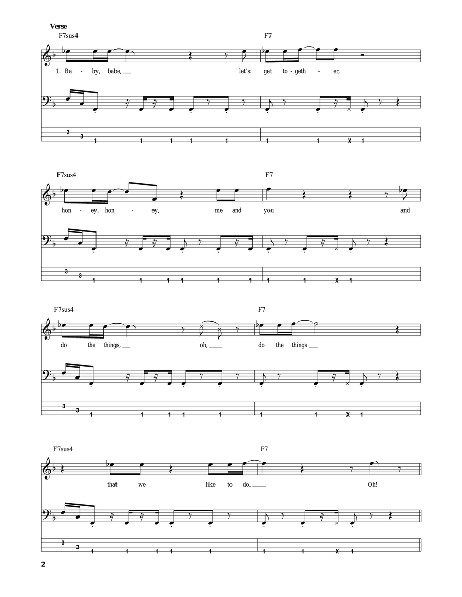 Get Down Tonight Bass Guitar Tablature scores gallery preview page 2