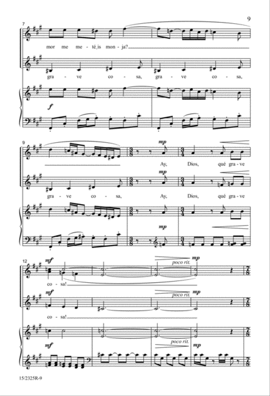 Veo que todos/Agora que sé d'amor (Everyone complains/Now I've discovered love) SSAA scores gallery preview page 9