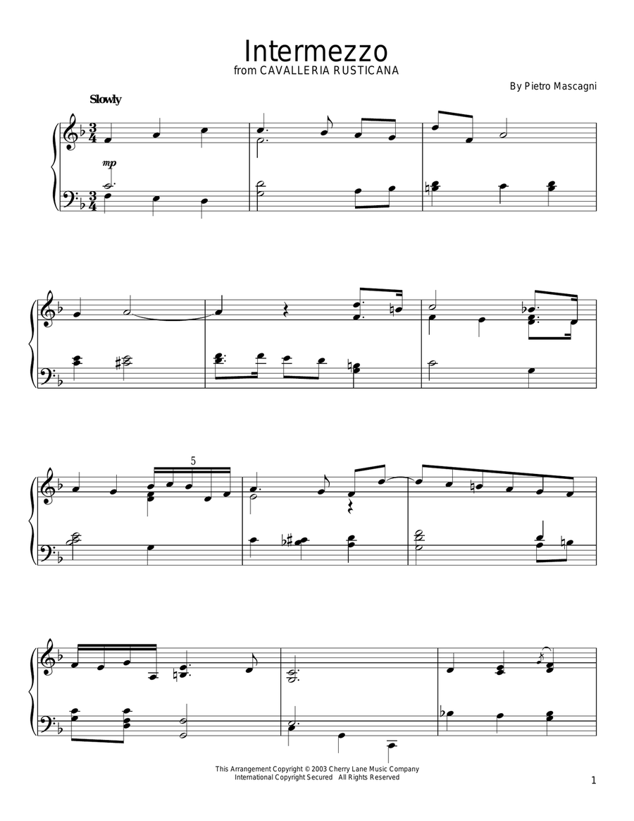 Intermezzo Piano Solo scores gallery preview page 1