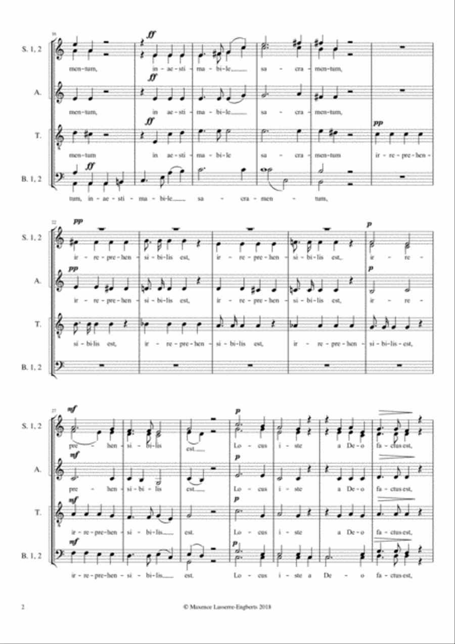 Locus Iste (Bruckner) for 6 voices (SSATBB) SSATBB scores gallery preview page 2