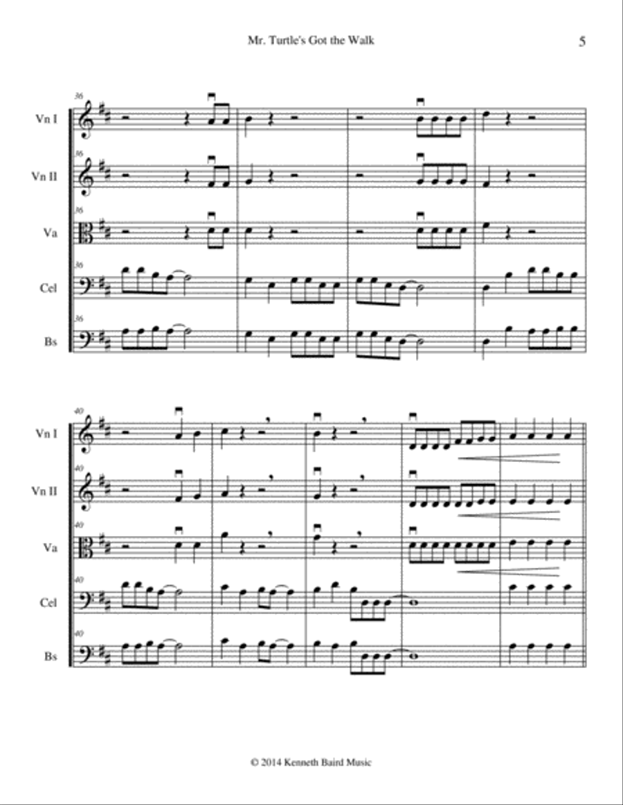 Mr. Turtle's Got the Walk String Orchestra scores gallery preview page 5