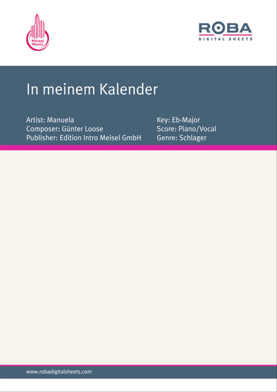 In meinem Kalender In meinem Kalender Piano, Vocal scores gallery preview page 1
