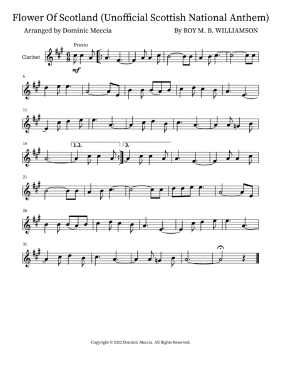 Flower Of Scotland (Unofficial Scottish National Anthem) Woodwind Duet scores gallery preview page 3