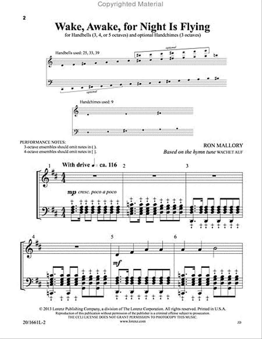 Wake, Awake, for Night is Flying 5-Octaves scores gallery preview page 2