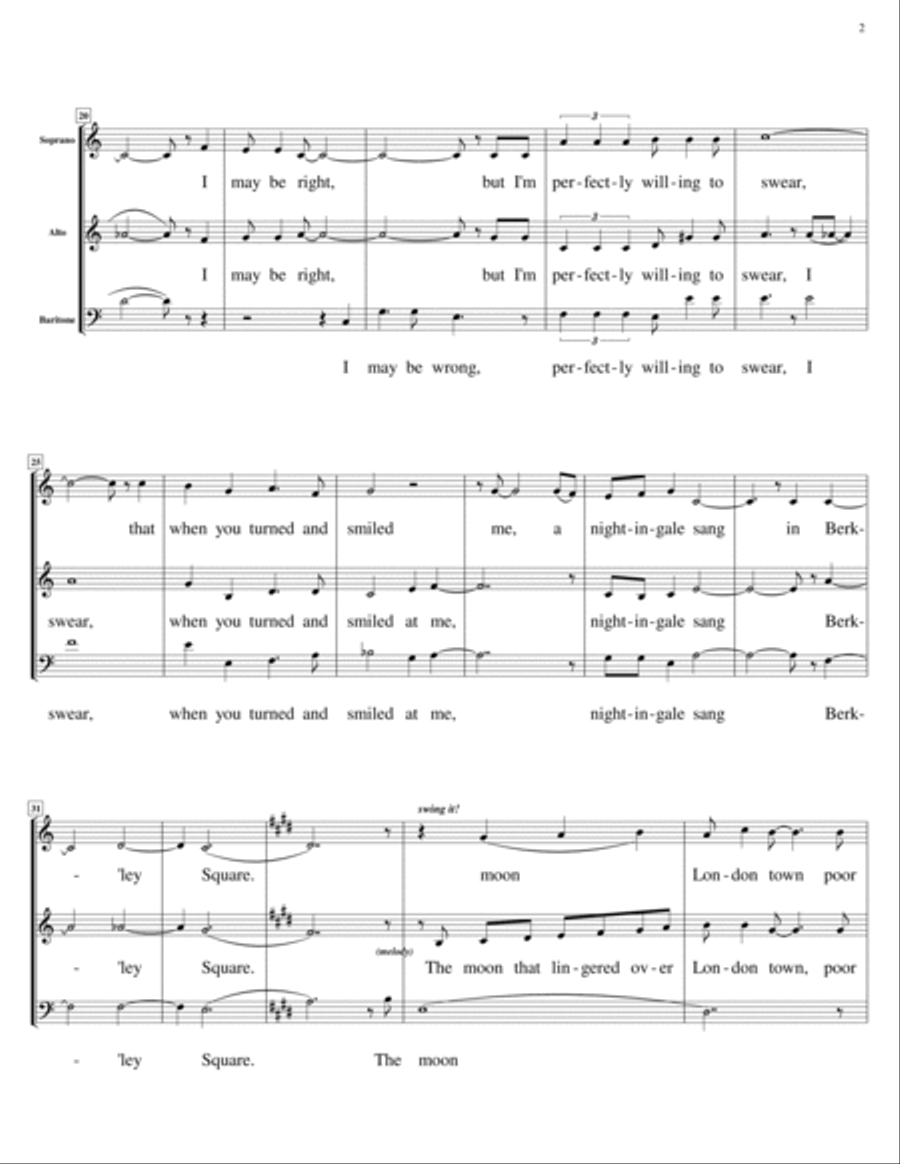 A Nightingale Sang In Berkeley Square 3-Part scores gallery preview page 2