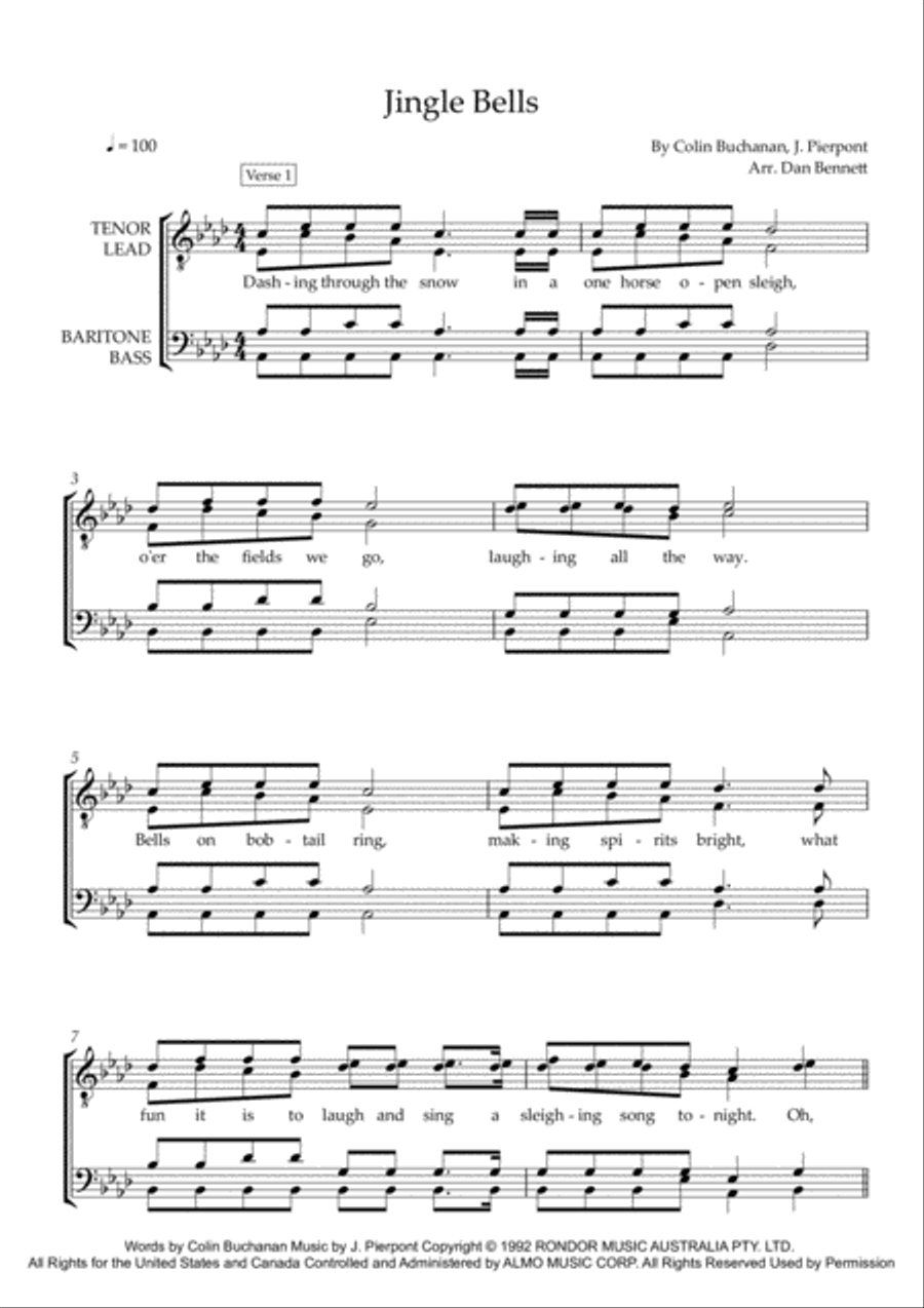 Aussie Jingle Bells TTBB scores gallery preview page 1