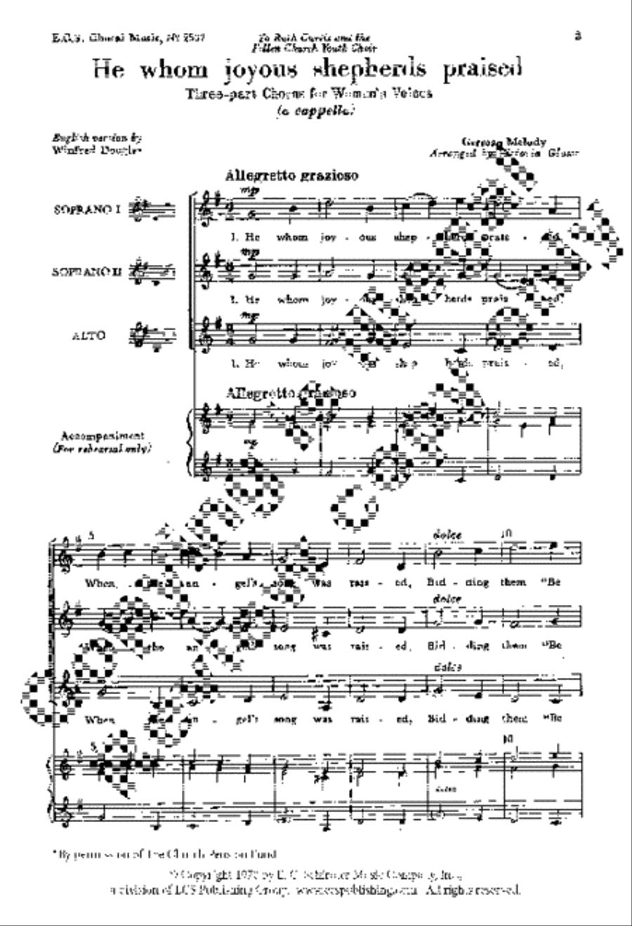 He whom joyous shepherds praised He whom joyous shepherds praised SSA scores gallery preview page 2