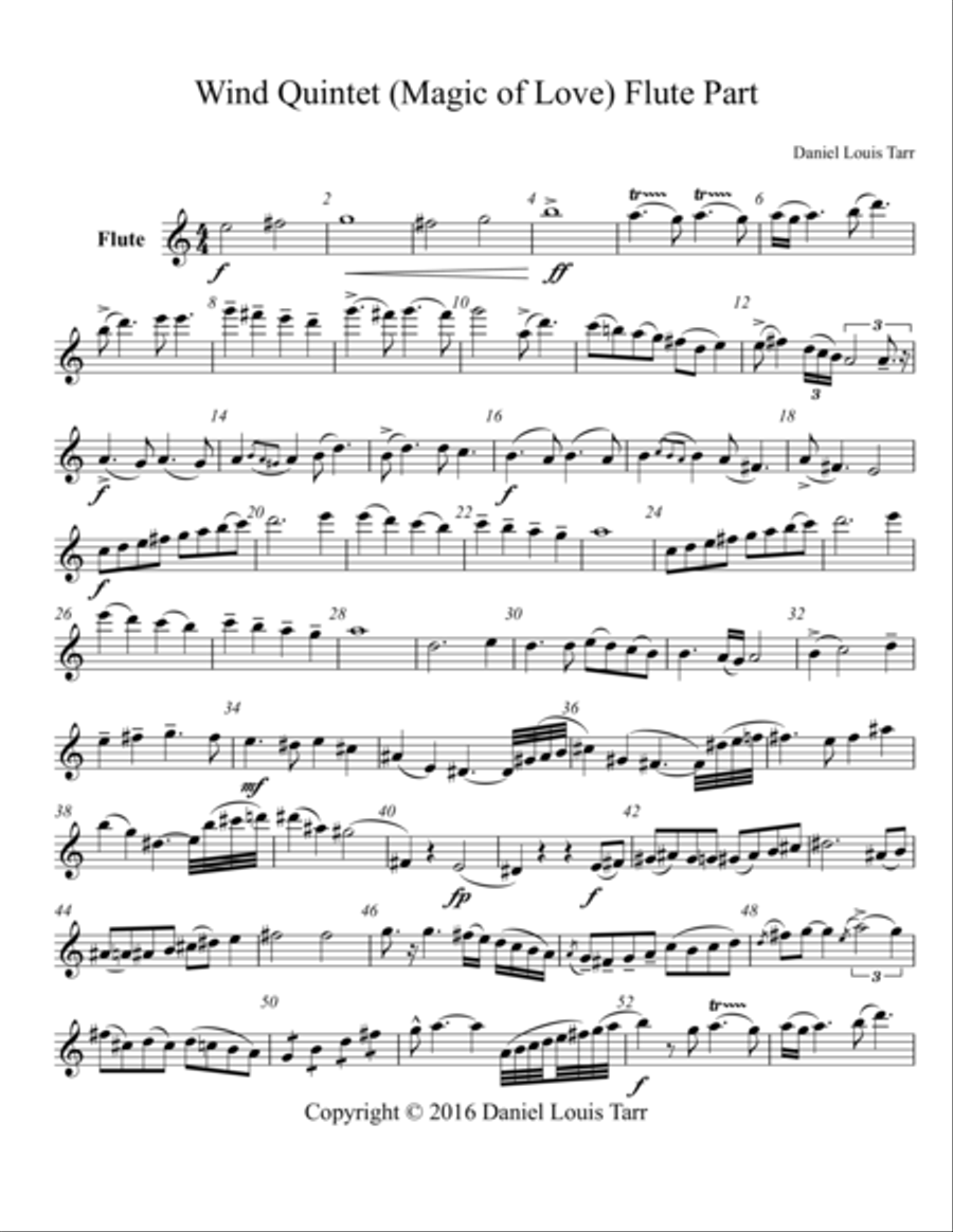 Wind Quintet (Magic of Love) Woodwind Quintet scores gallery preview page 1