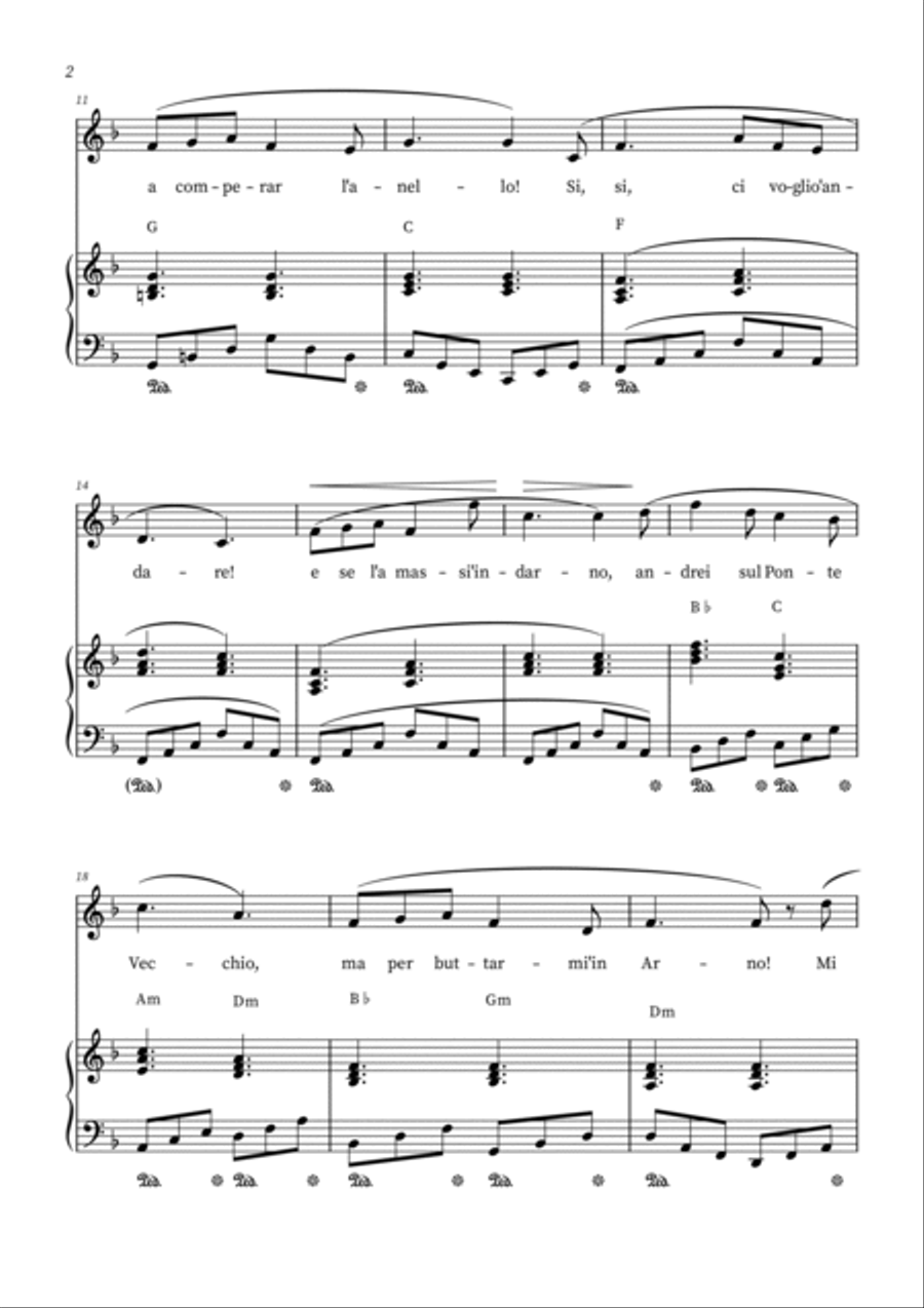 O Mio Babbino Caro - Female Voice in F Major (with chords) Voice scores gallery preview page 2