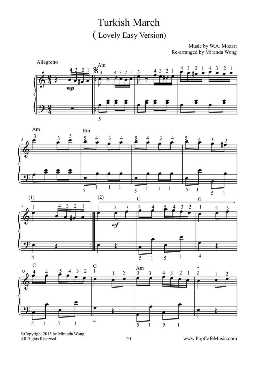 Turkish March (Mozart) - Lovely Easy Version Turkish March (Mozart) - Lovely Easy Version 4-Part scores gallery preview page 2