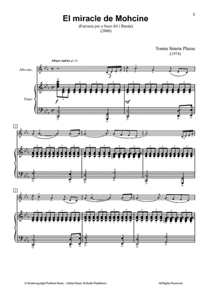 El miracle de Mohcine: Fantasia for Alto Saxophone and Concert Band (Piano Reduction)