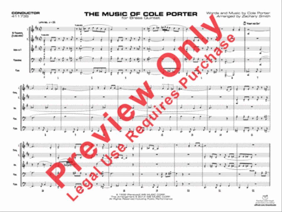 The Music of Cole Porter for Brass Quintet Jazz Ensemble scores gallery preview page 4
