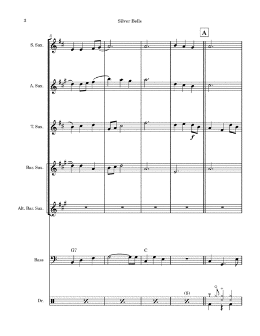 Silver Bells Saxophone Quartet scores gallery preview page 3
