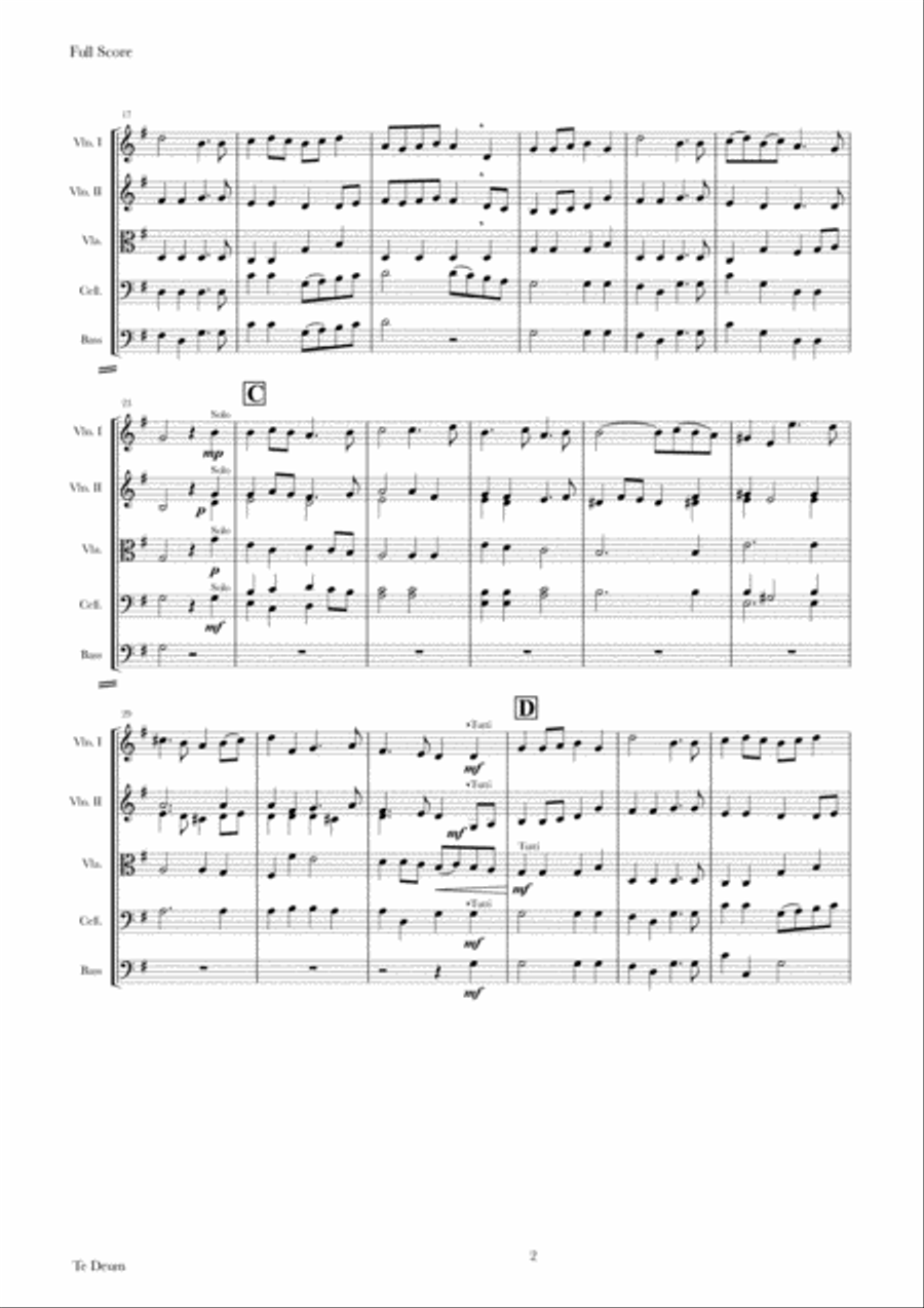 Te Deum M A Carpentier String Orchestra scores gallery preview page 2