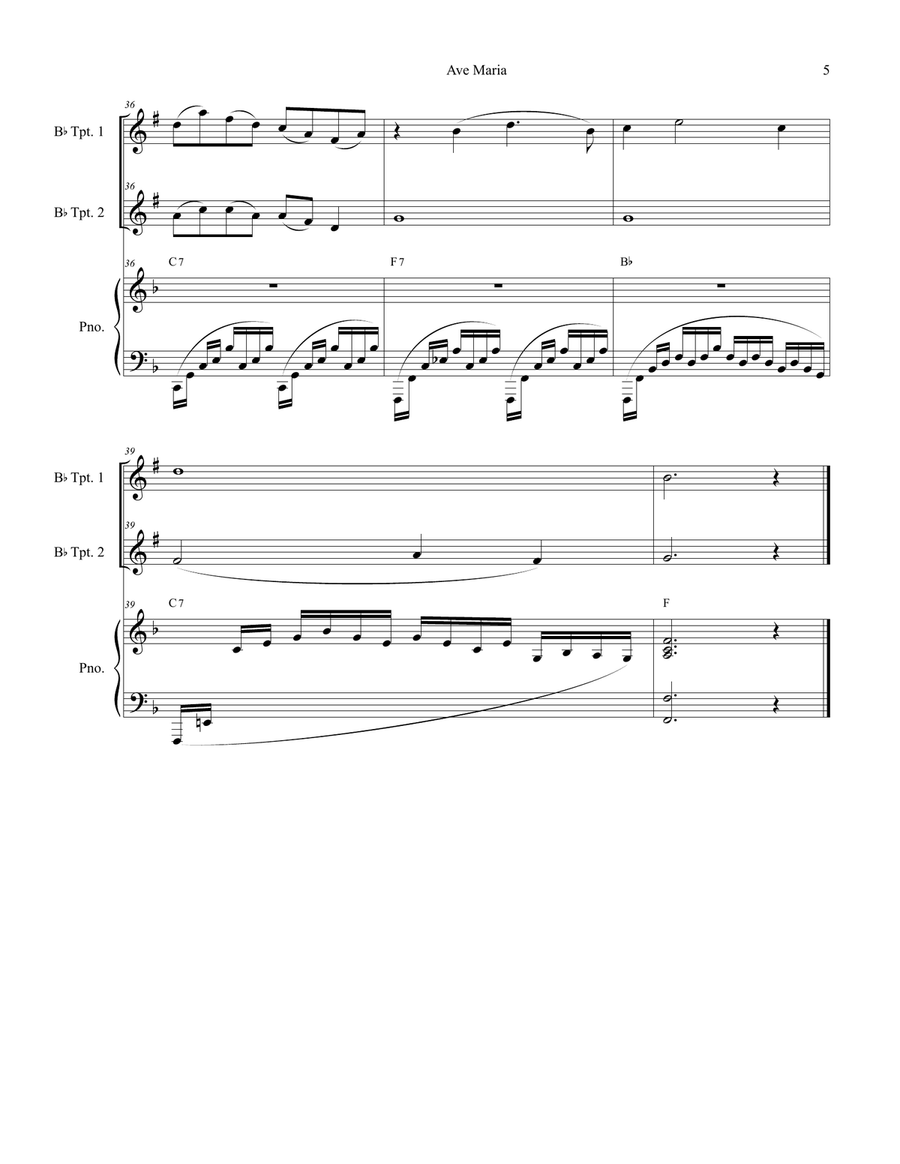 Ave Maria (Duet for Bb-Trumpet) Trumpet Duet scores gallery preview page 5