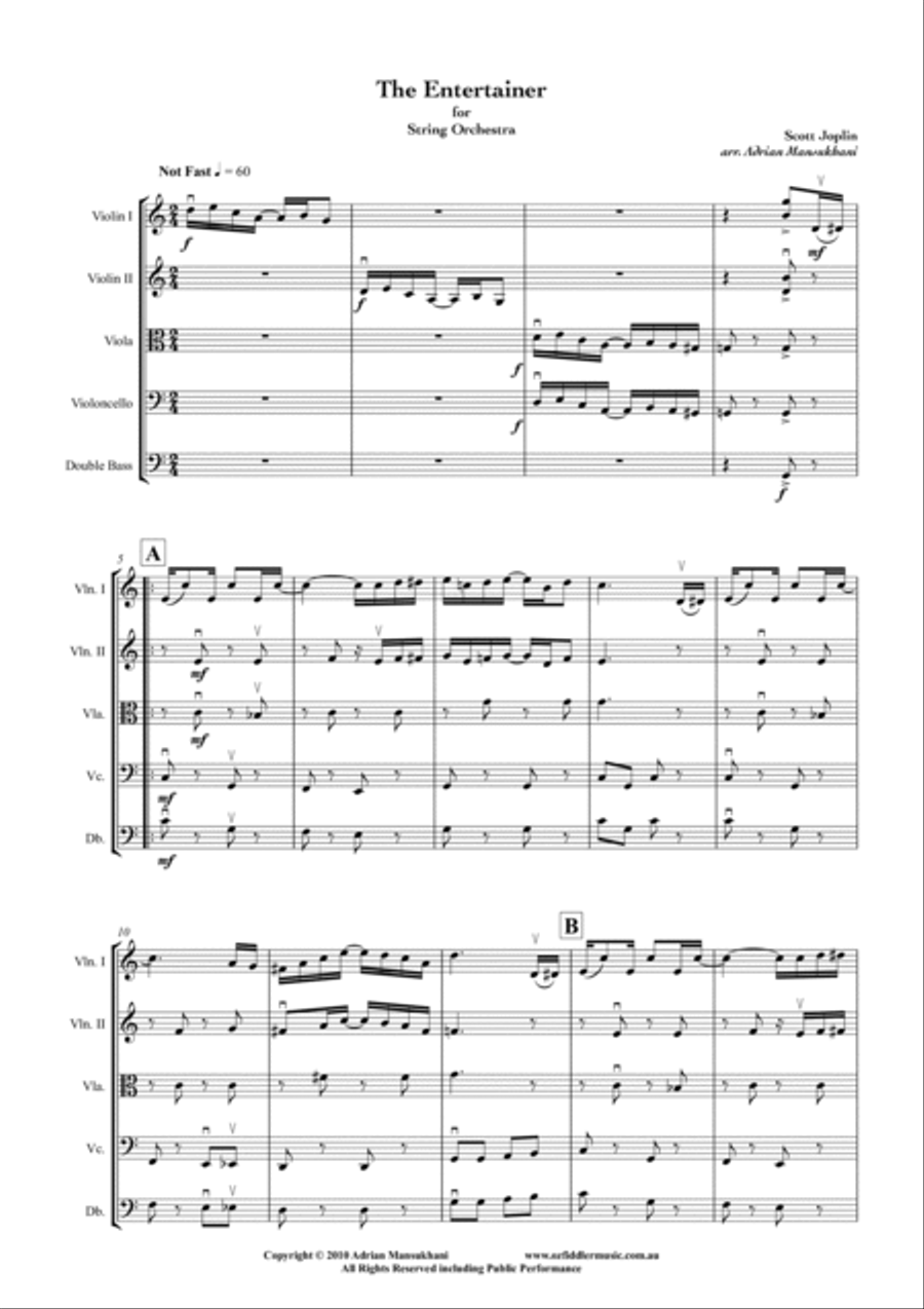 The Entertainer, by Scott Joplin String Orchestra scores gallery preview page 2