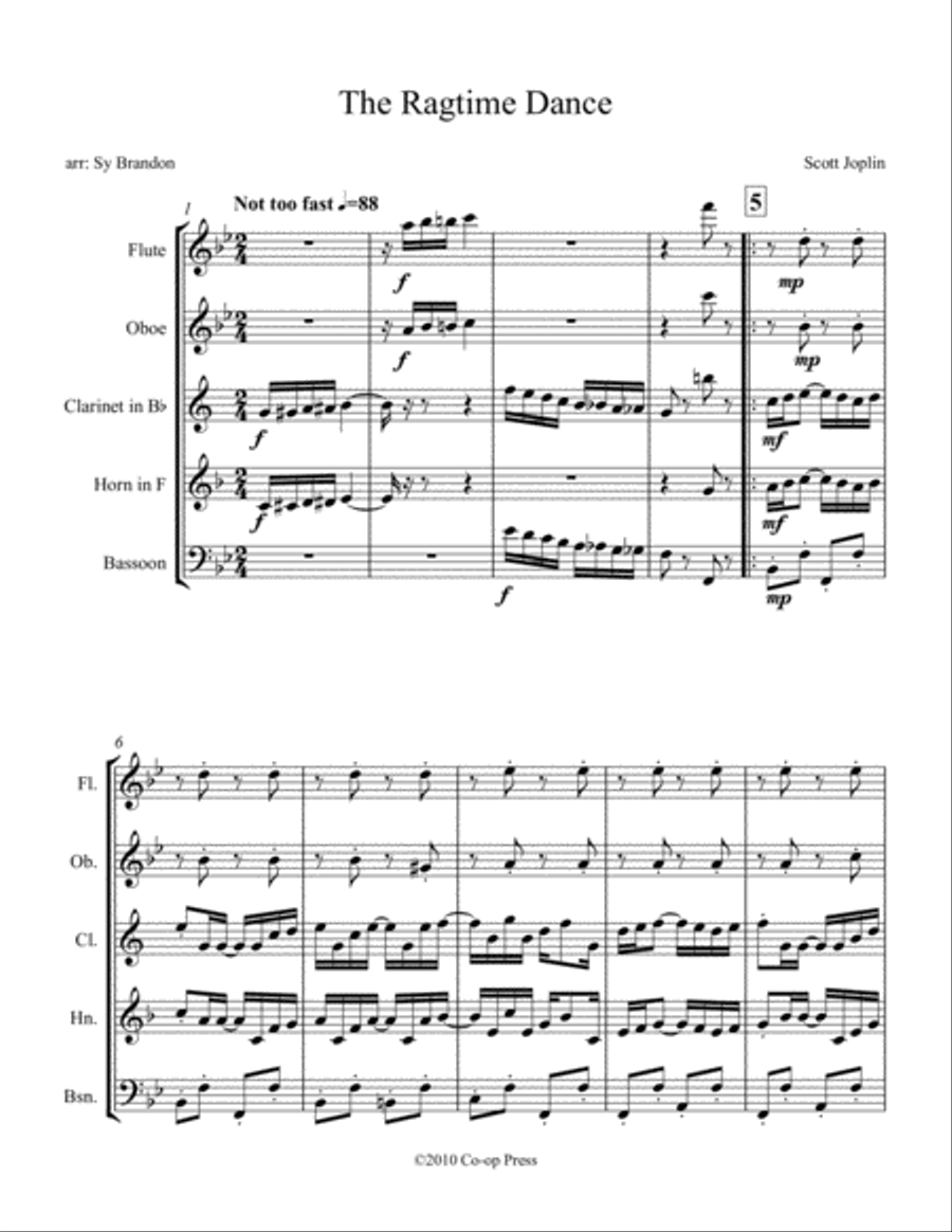 The Ragtime Dance The Ragtime Dance Woodwind Quintet scores gallery preview page 1