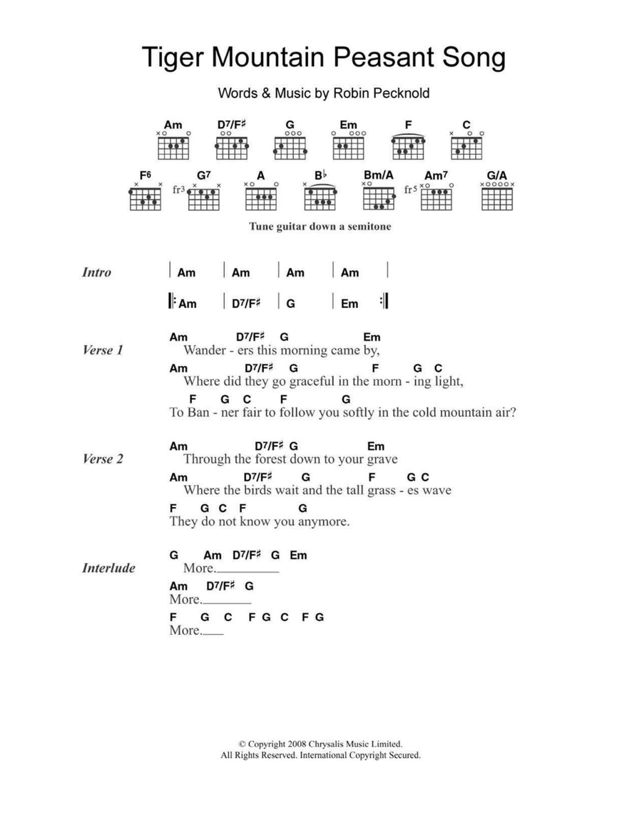 Tiger Mountain Peasant Song Acoustic Guitar scores gallery preview page 1