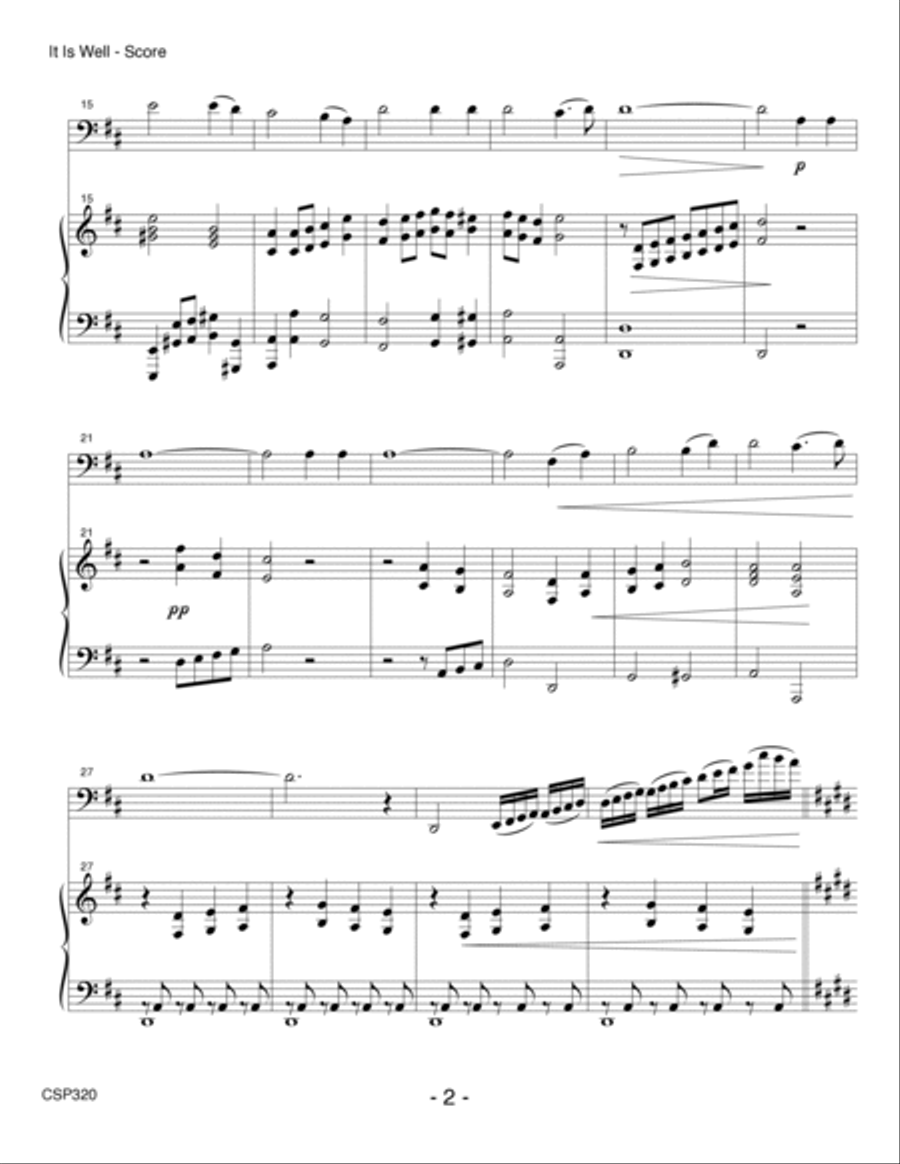 IT IS WELL WITH MY SOUL - Cello Solo with Piano Accompaniment Piano scores gallery preview page 2