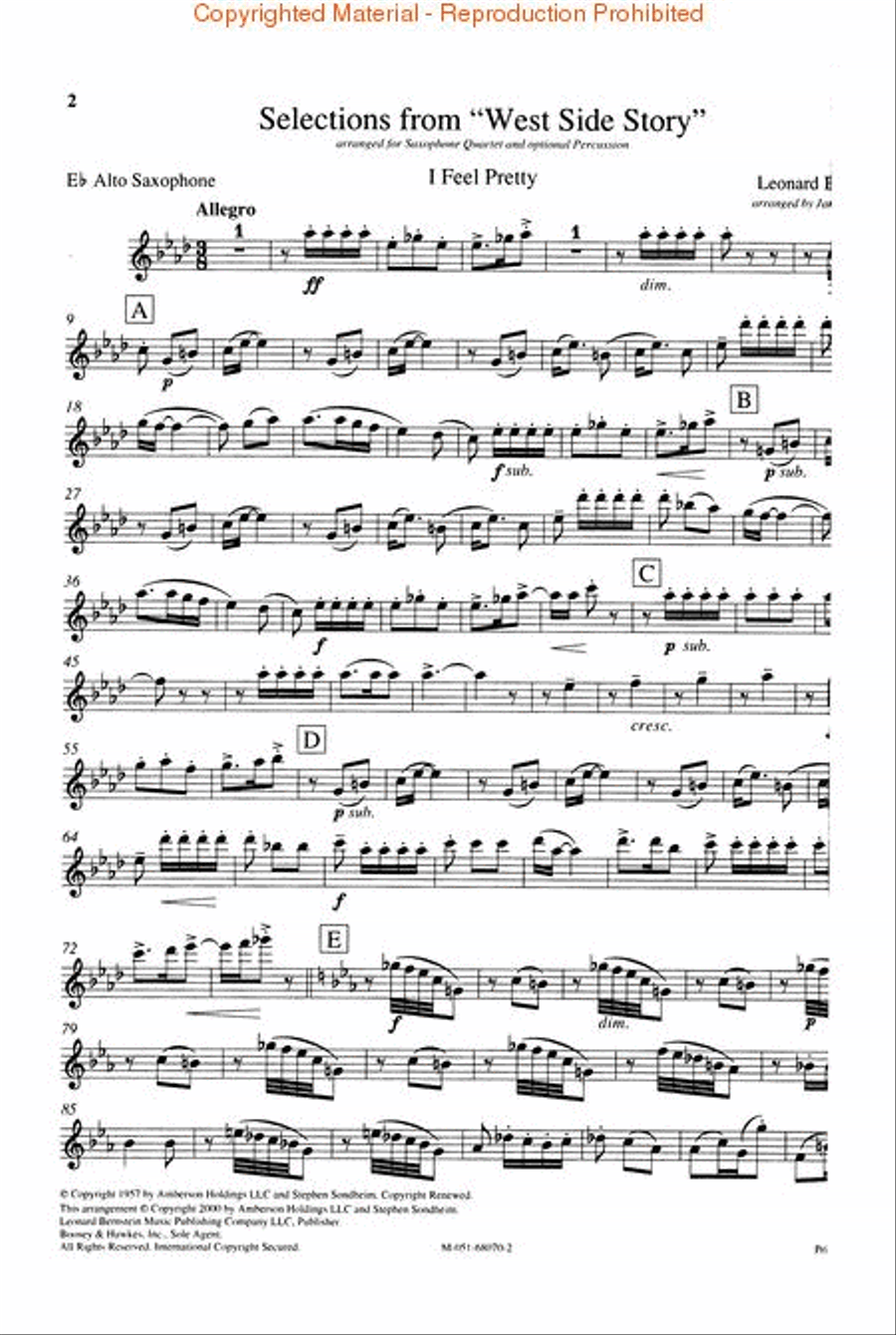 Selections from West Side Story Saxophone Quartet scores gallery preview page 4