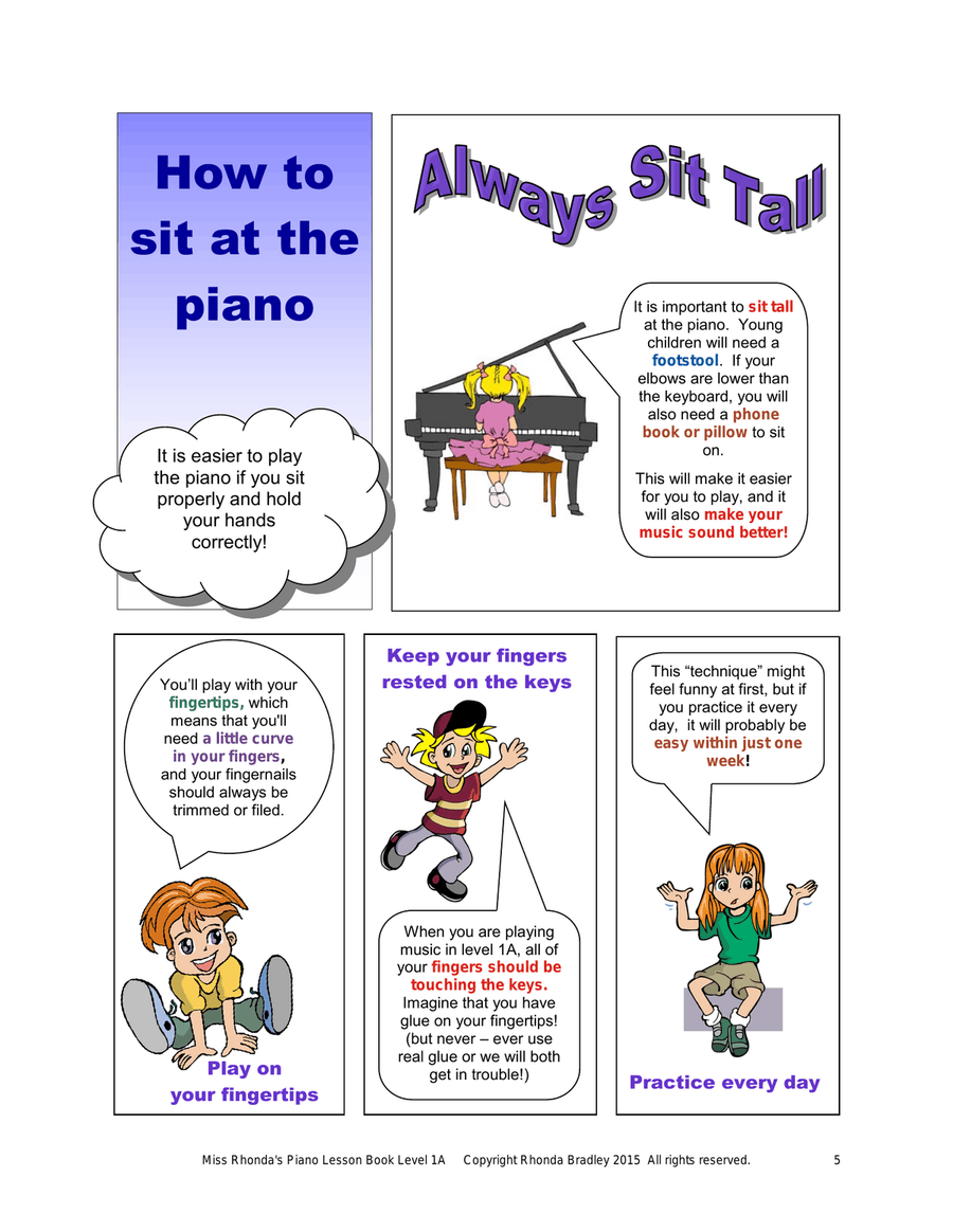 Piano Lesson Book 1A Miss Rhonda's Piano Course for Kids Piano Method scores gallery preview page 5