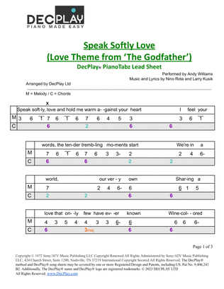 Book cover for Speak Softly, Love (love Theme)