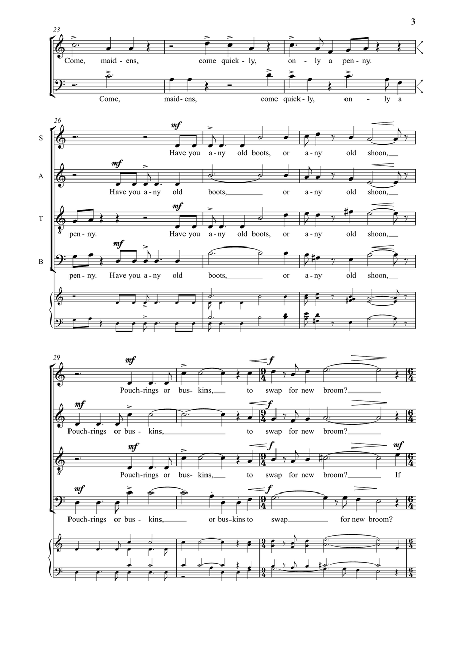 Broom-Pedlar's Song, for SATB choir unaccompanied 4-Part scores gallery preview page 3