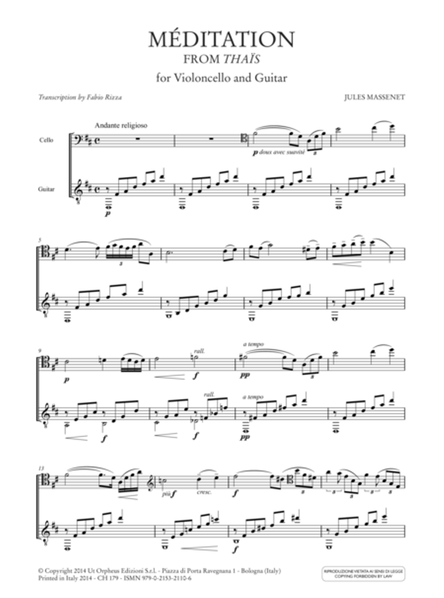 Méditation from ‘Thaïs’ for Violoncello and Guitar Cello scores gallery preview page 2