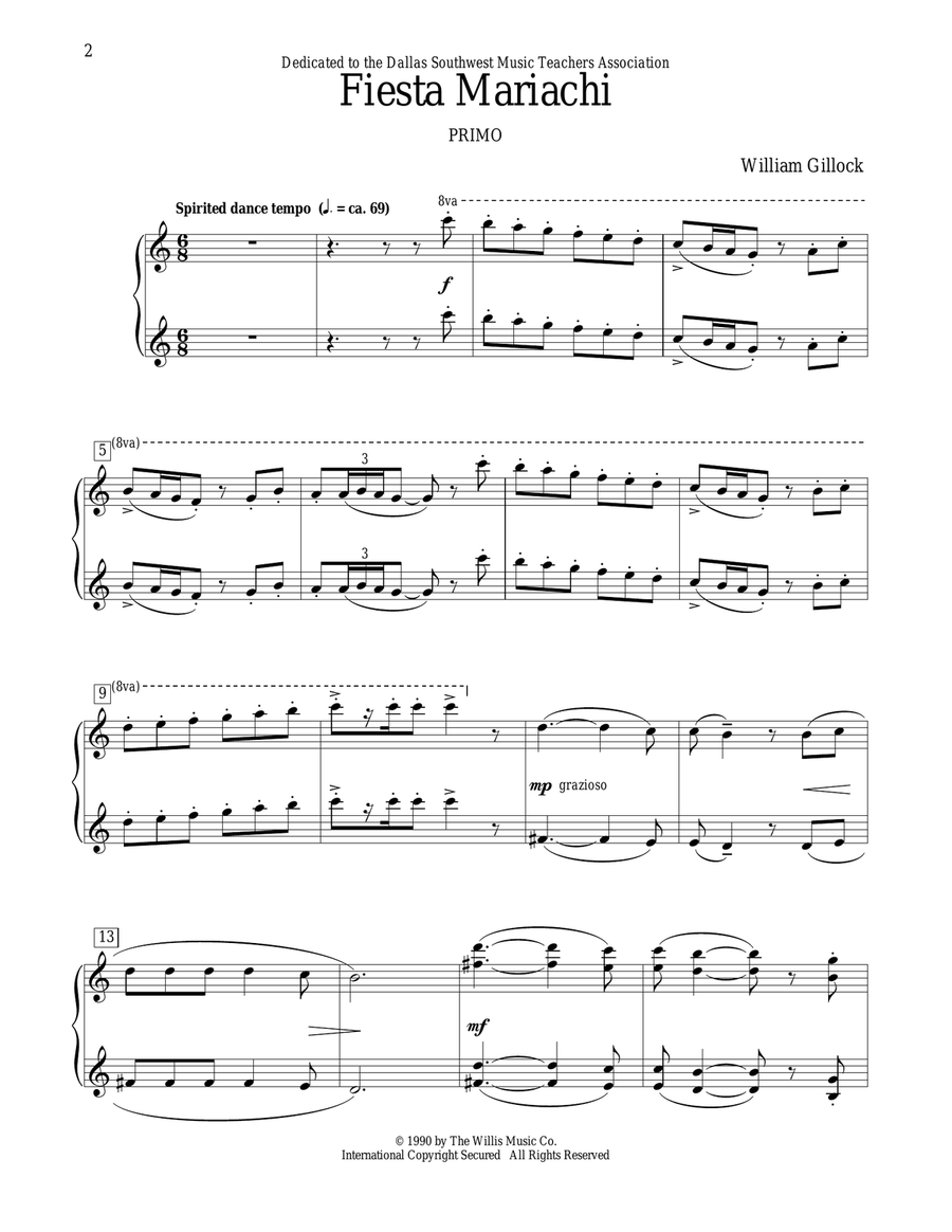 Fiesta Mariachi Piano Duet scores gallery preview page 2